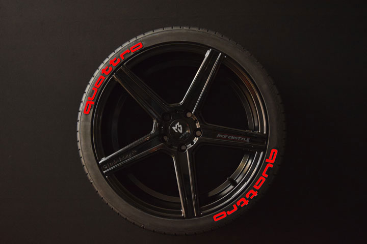 Reifenbeschriftung Wunschtext für 4 Reifen Sticker gestalte selbst  Aufkleber SET